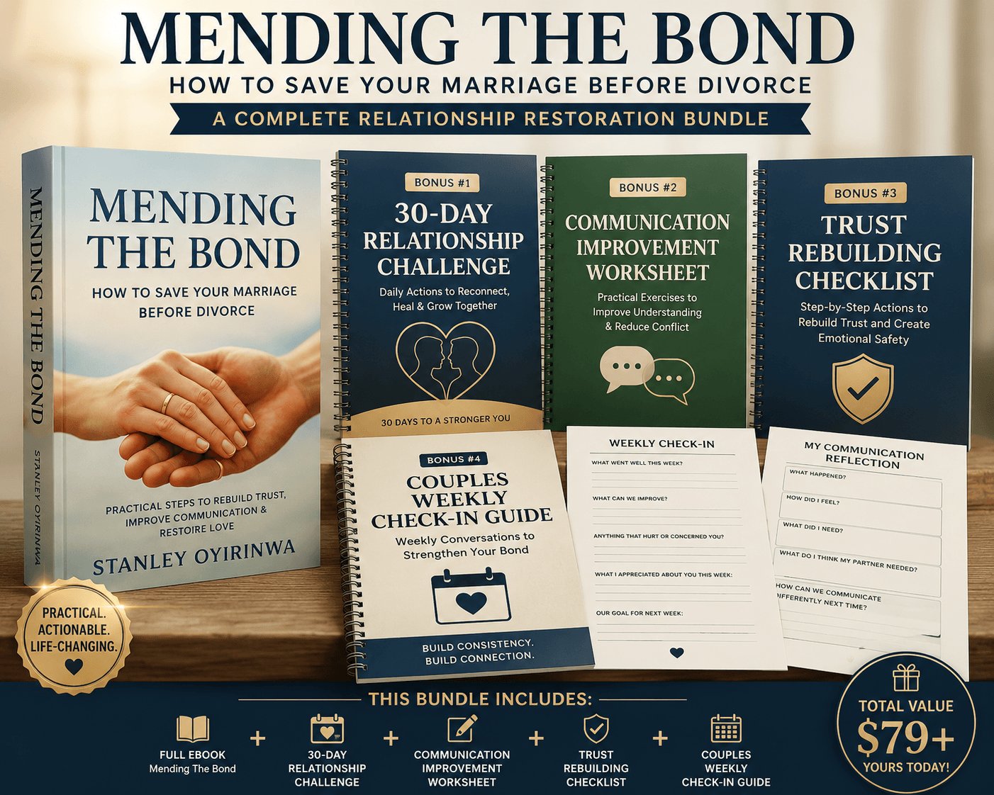 Mending The Bond complete bundle — book plus all 4 bonus resources spread out